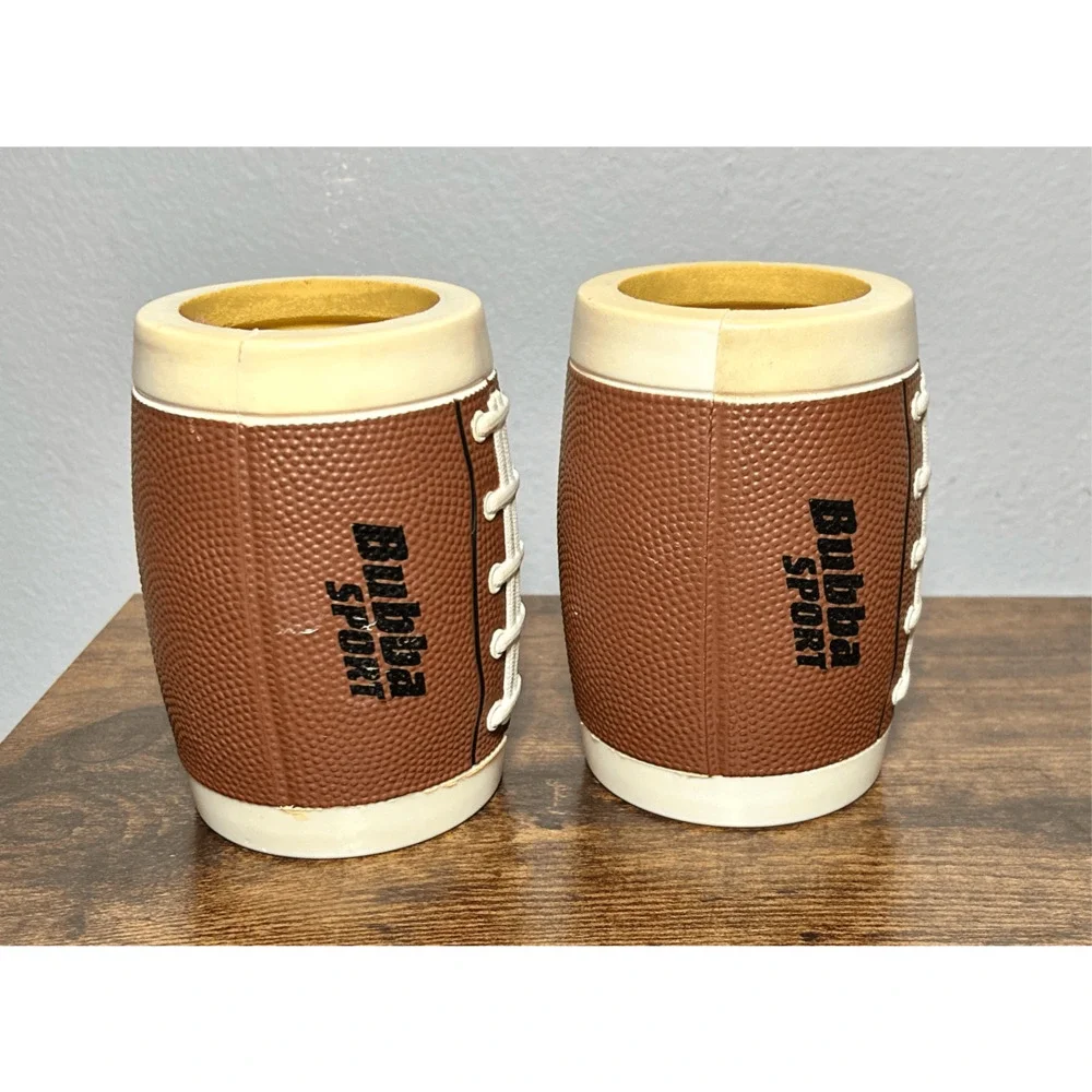 Vintage Bubba Sport Football Koozie Beer Bottle Holder w/ Bottle Opener Set of 2